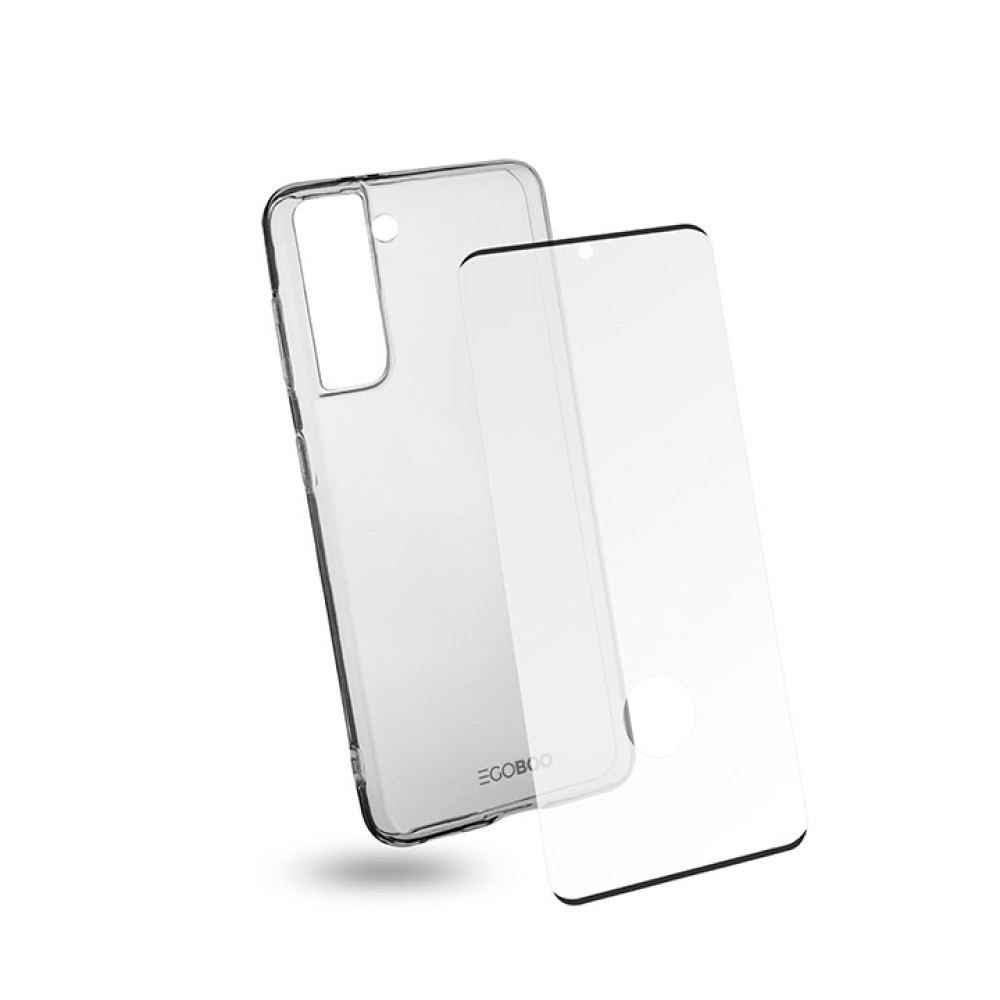 EGOBOO Clear TPU for Samsung S21, Transparent + Tempered Glass