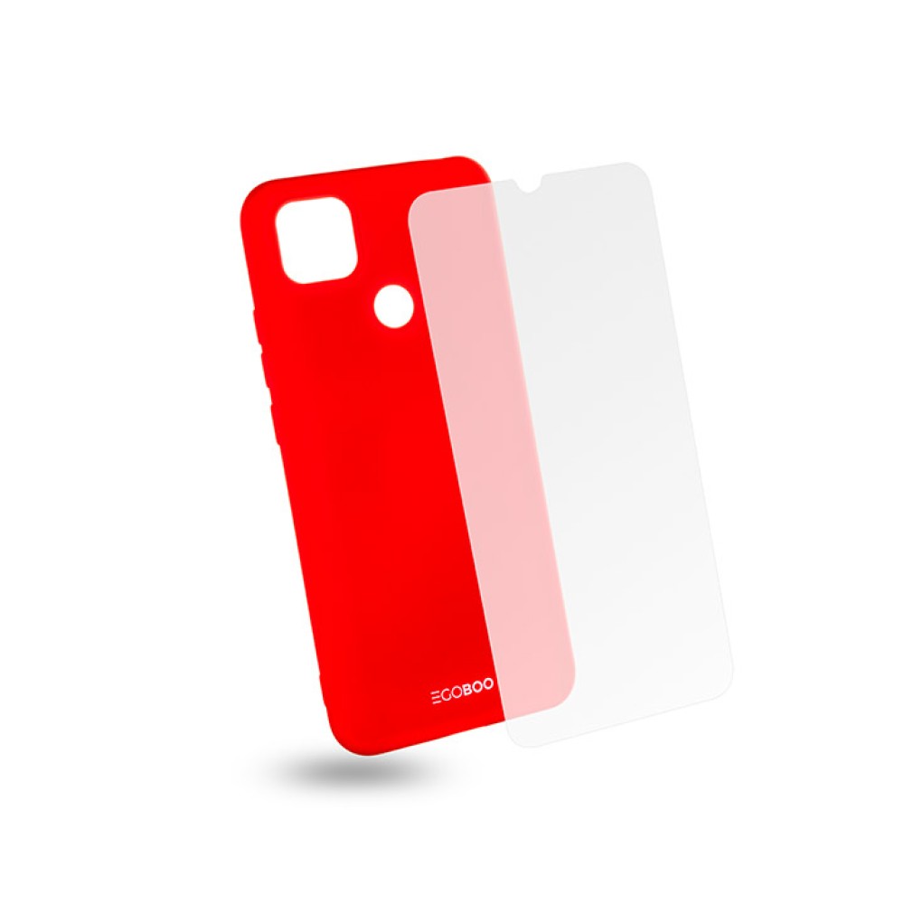 EGOBOO backcover for  Xiaomi Redmi 9C, Coral + Tempered Glass