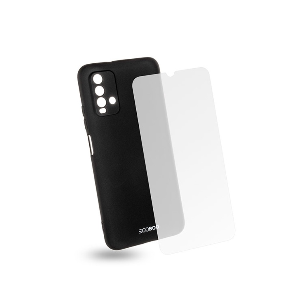 EGOBOO backcover for  Xiaomi Redmi 9T, Black + Tempered Glass