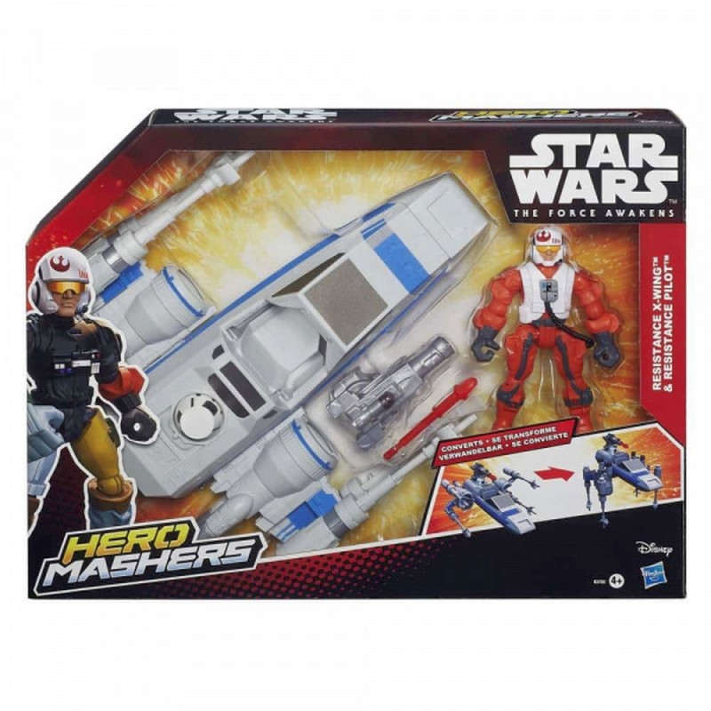 HASBRO HERO MASHERS STAR WARS THE FORCE AWAKENS - RESISTANCE X-WING &amp;RESISTANCE PILOT (B3702)