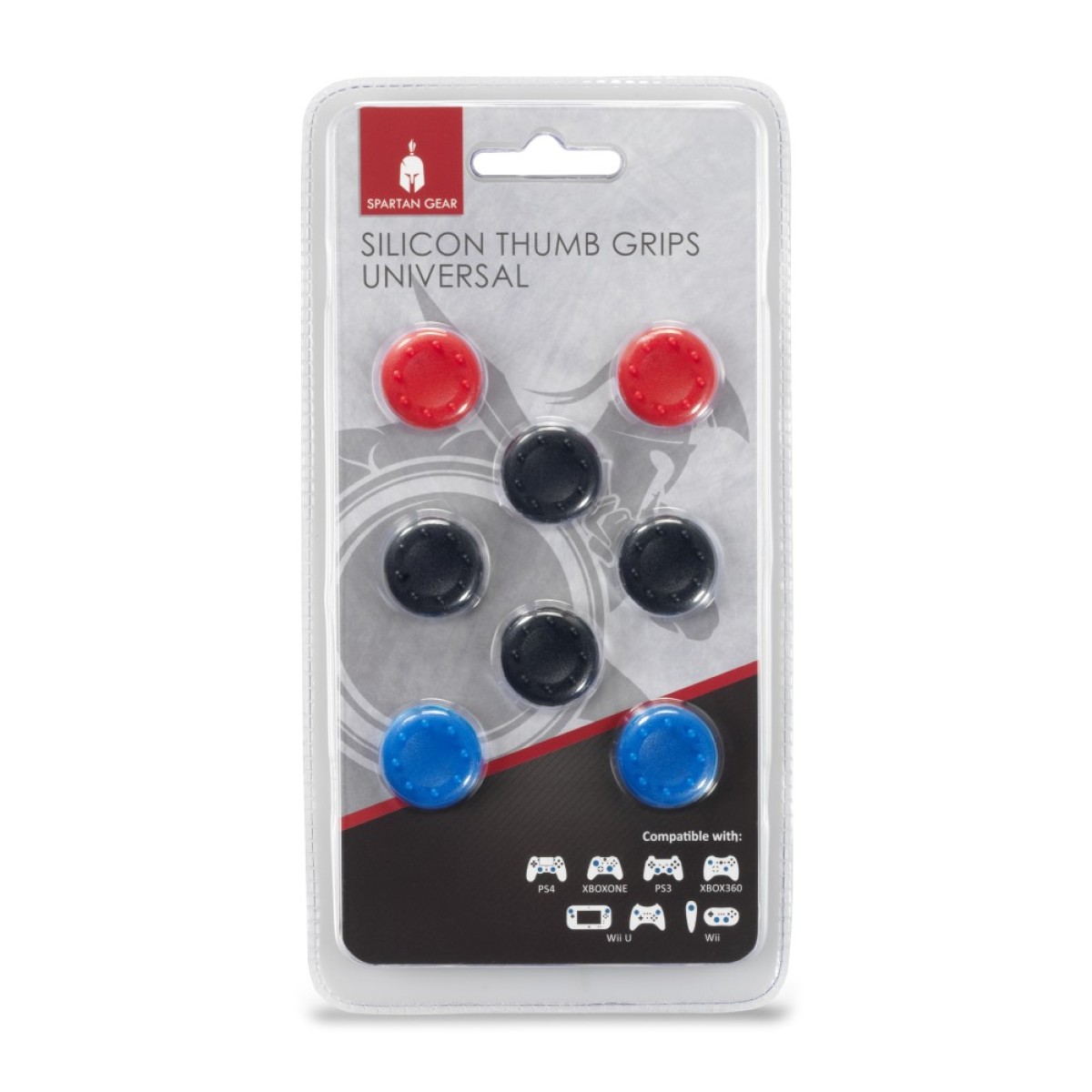 Spartan Gear - Silicon Thumb Grips Universal (8pcs - colour: 4pcs Black, 2pcs Red, 2pcs Blue)