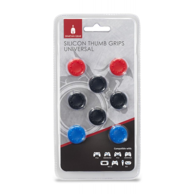 Spartan Gear - Silicon Thumb Grips Universal (8pcs - colour: 4pcs Black, 2pcs Red, 2pcs Blue)