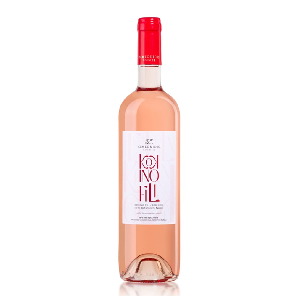 Simeonidis - Kokkino fili Rose -Muscat  Alexandrias - Merlot - Semi-Dry Wine P.G.I.,750ml