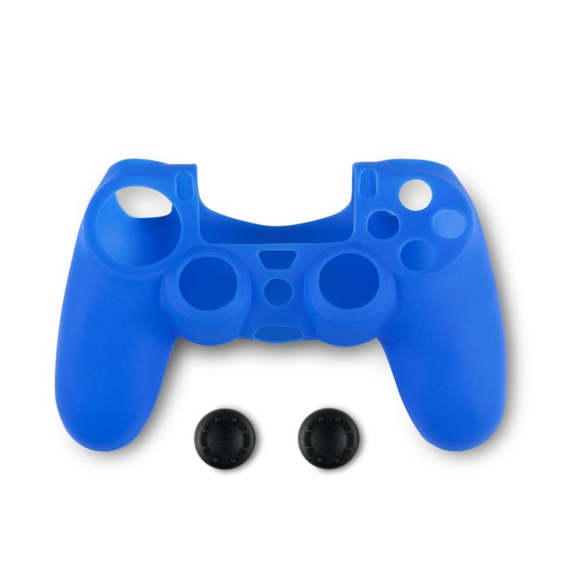 Spartan Gear - Controller Silicon Skin Cover and Thumb Grips (compatible with playstation 4) (colour: Blue)