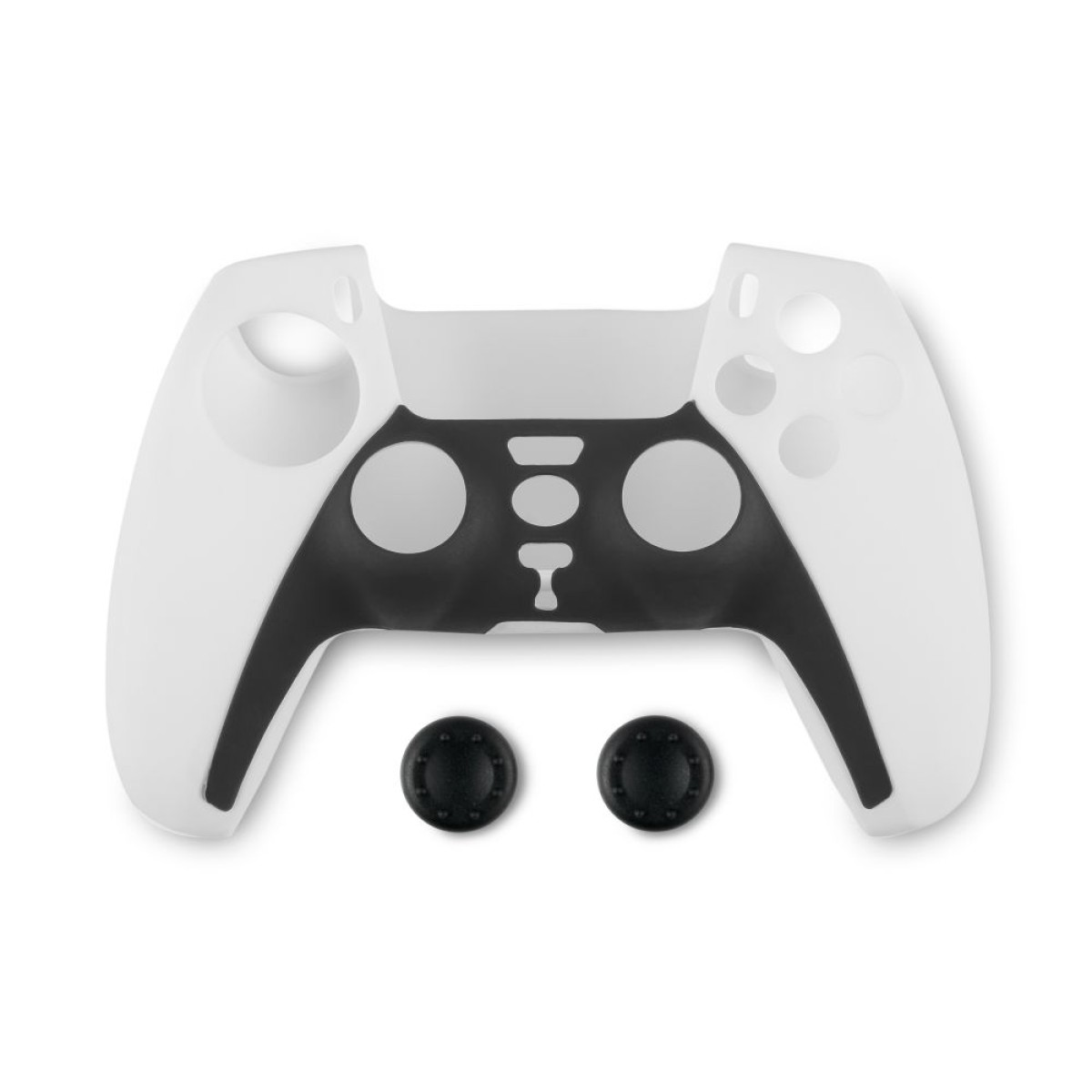 Spartan Gear - Controller Silicon Skin Cover and Thumb Grips (compatible with playstation 5) (colour: Black/White)