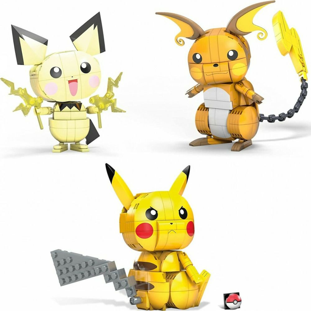 Mega Construx Pokemon: Build &amp; Show Pikachu Evolution Trio (Pichu, Pikachu &amp; Raichu) (GYH06)