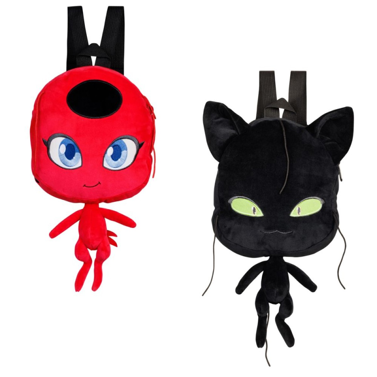 P.M.I. Miraculous Plush Backpacks 30cm (Random-2 characters to collect-Red Tikki/Black-Plag) (MLB7006)