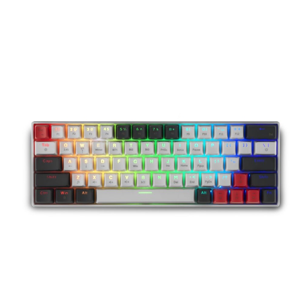 Spartan Gear - Pegasus 2 RGB Wired &amp; Wireless 63 keys Mechanical Gaming Keyboard (color: White/Grey)