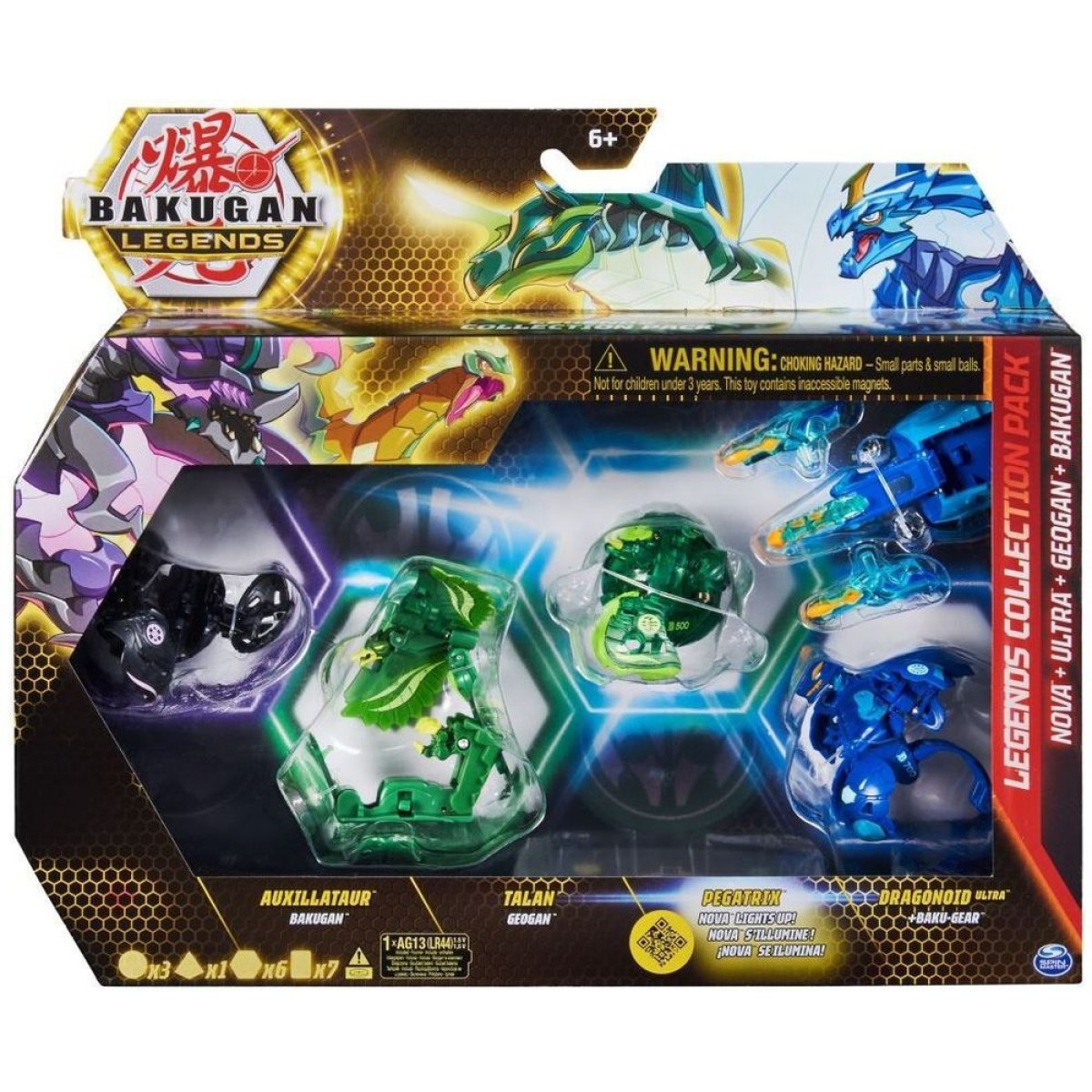 Spin Master Bakugan: Legends Collection Pack - Nova + Ultra + Geogan + Bakugan - Auxillataur/Talan/Pegatrix/Dragonoid Ultra (20140064)