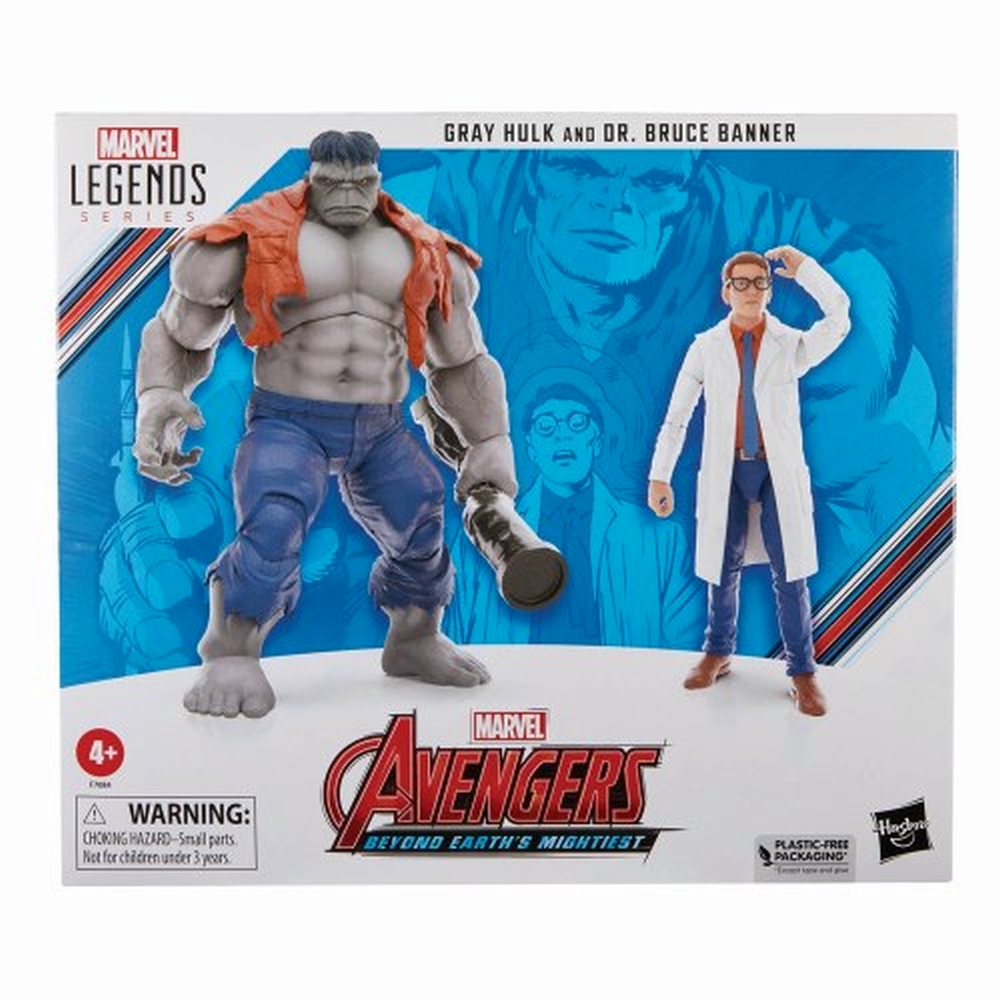 Hasbro Fans Marvel Avengers: Legends Series (60th Anniversary) - Beyond Earth's Mightiest - Gray Hulk and Dr. Bruce Banner Action Figures (Excl.) (F7084)