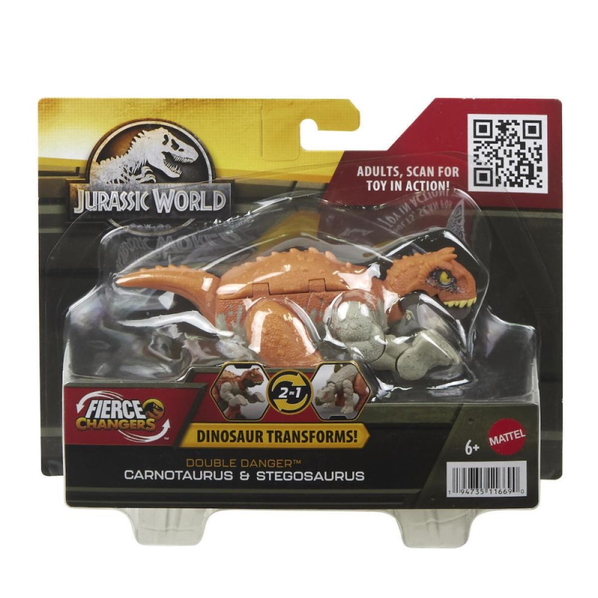 Mattel Jurassic World: Fierce Changers Double Danger - Carnotaurus  Stegosaurus (HLP07)