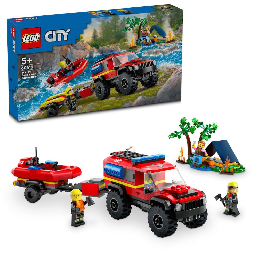 LEGO® City: 4x4 Fire Truck with Rescue Boat Toy (60412)