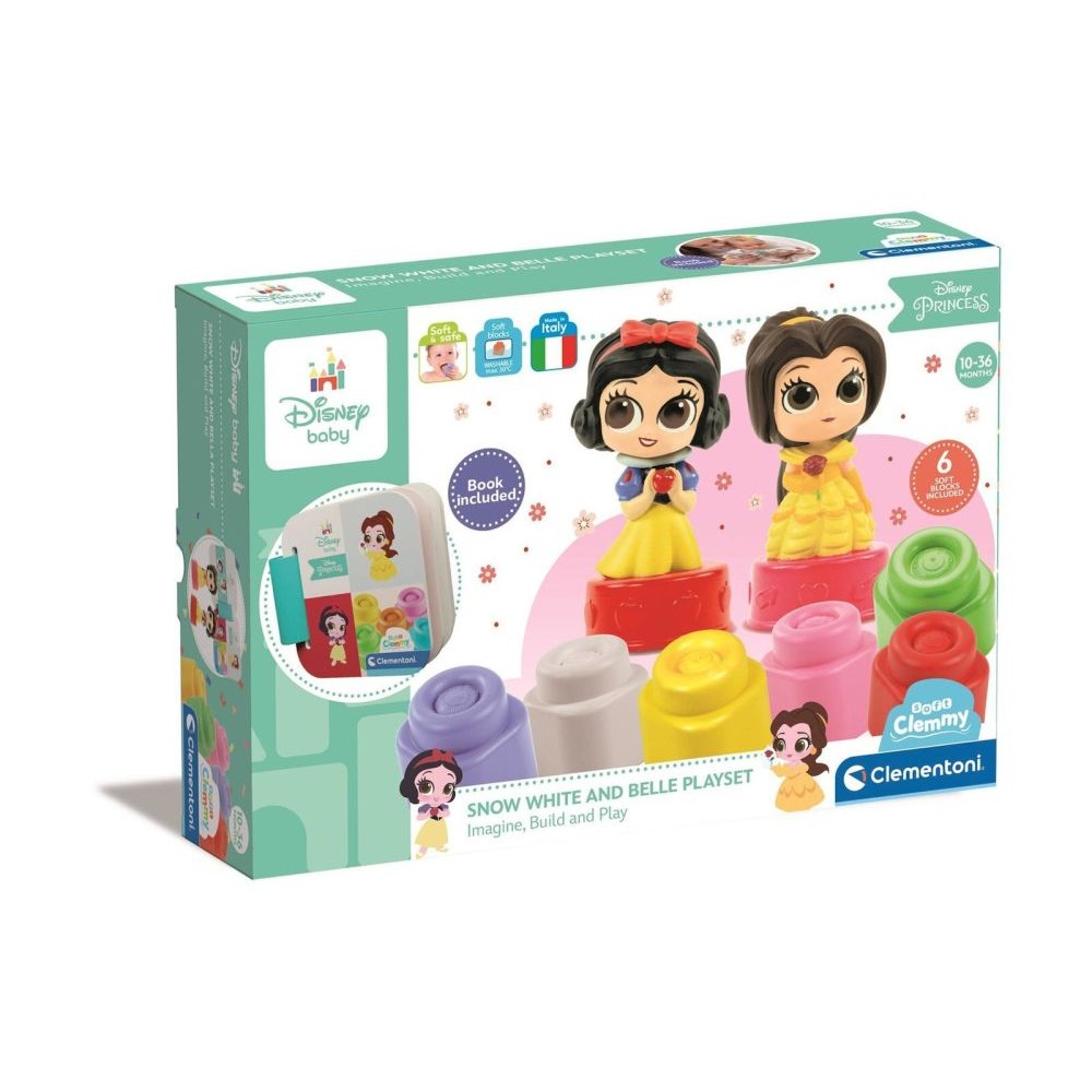 AS Baby Clementoni Disney Princess: Soft Clemmy Touch &amp; Play - Snow White and Belle Playset Building Blocks (1033-17843)