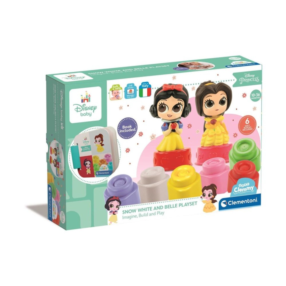 AS Baby Clementoni Disney Princess: Soft Clemmy Touch  Play - Snow White and Belle Playset Building Blocks (1033-17843)