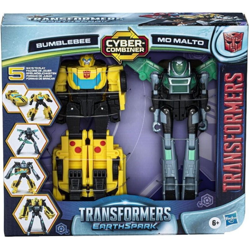 Hasbro Transformers Earthspark: Cyber-Combiner - Bumblebee &amp; Mo Malto Action Figures (F8439)