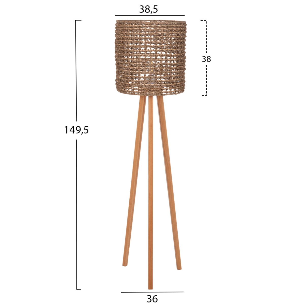 ΕΠΙΔΑΠΕΔΙΟ ΦΩΤΙΣΤΙΚΟ HM4352 RUBBERWOOD-RATTAN-SEAGRASS ΣΕ ΦΥΣΙΚΟ Φ36x149,5Υεκ.