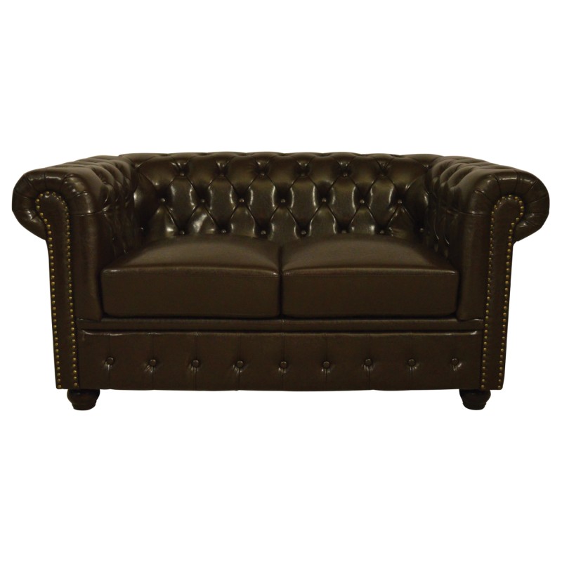 ΚΑΝΑΠΕΣ 2ΘΕΣΙΟΣ T.CHESTERFIELD HM3010.01 ΤΕΧΝΟΔΕΡΜΑ ΣΚΟΥΡΟ ΚΑΦΕ 155x90x73 εκ.