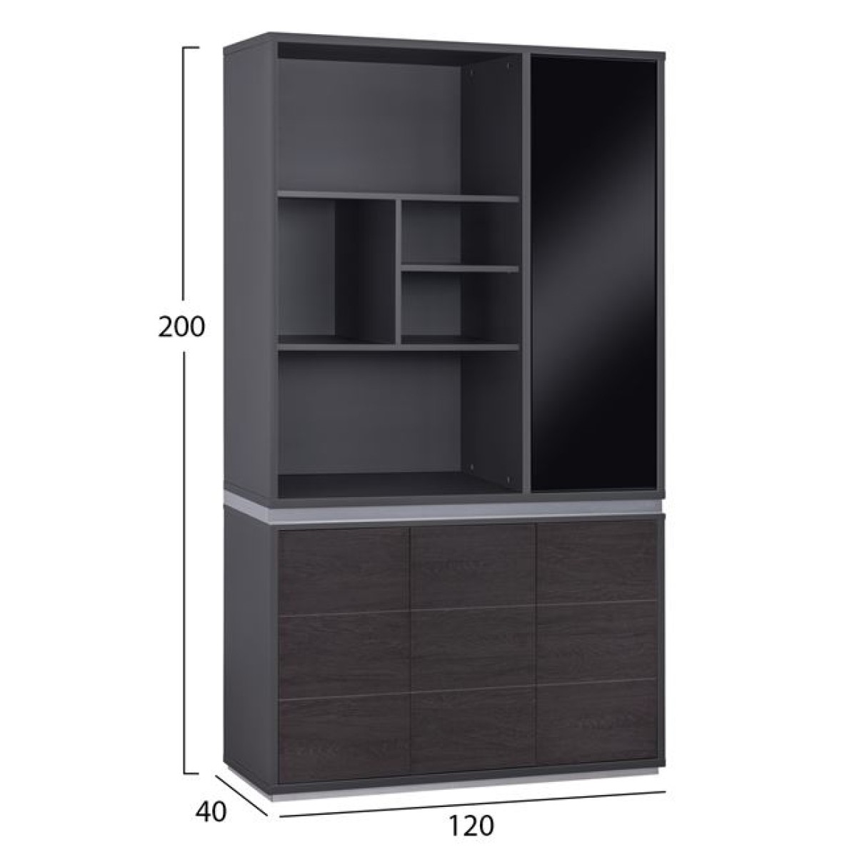 ΒΙΒΛΙΟΘΗΚΗ ΓΡΑΦΕΙΟΥ ΕΠΑΓΓΕΛΜΑΤΙΚΗ ROSEWOOD HM2091R 120Χ40Χ200Υ εκ.