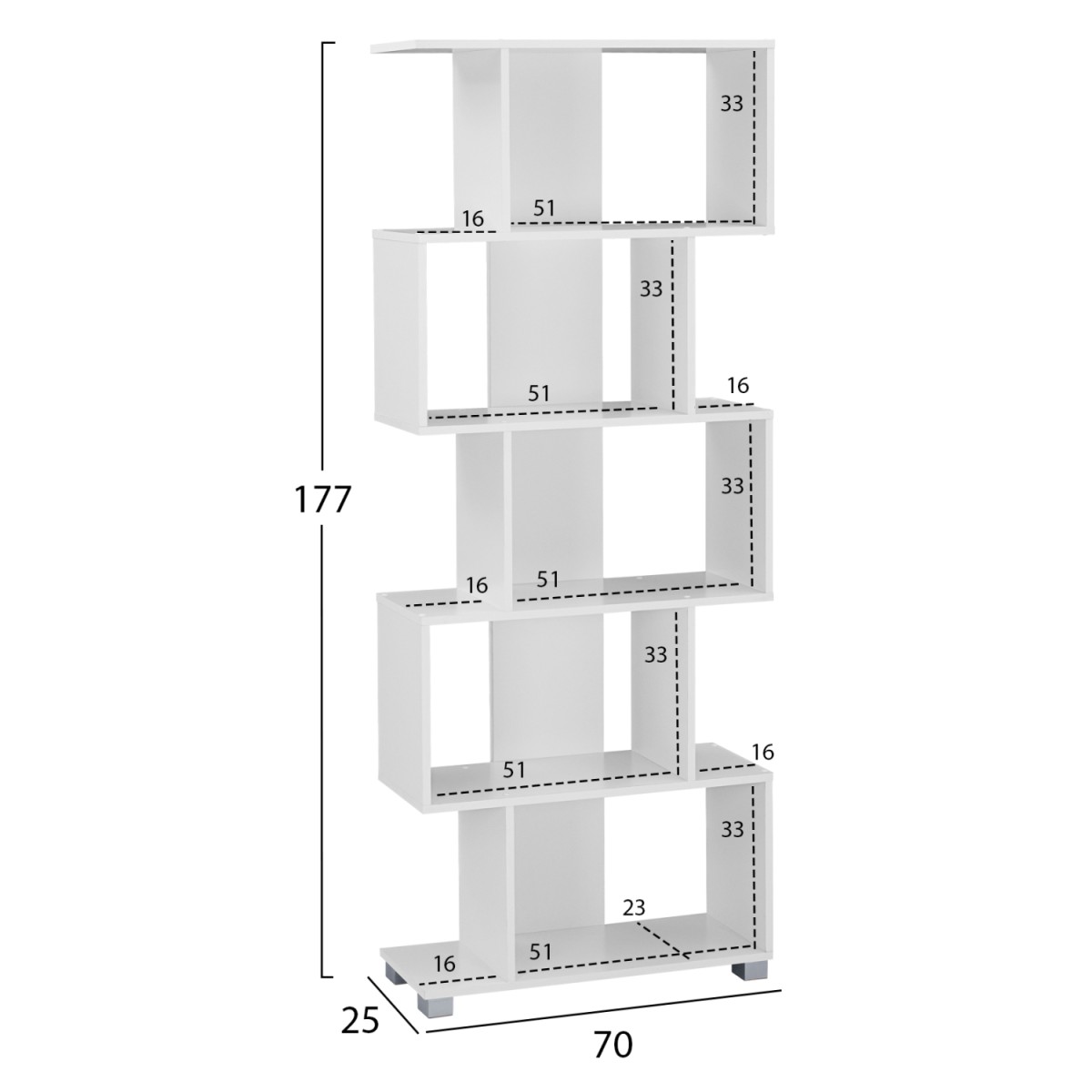 ΒΙΒΛΙΟΘΗΚΗ ΜΕΛΑΜΙΝΗΣ HM2385.04 ΛΕΥΚΗ 70x25x177 εκ.