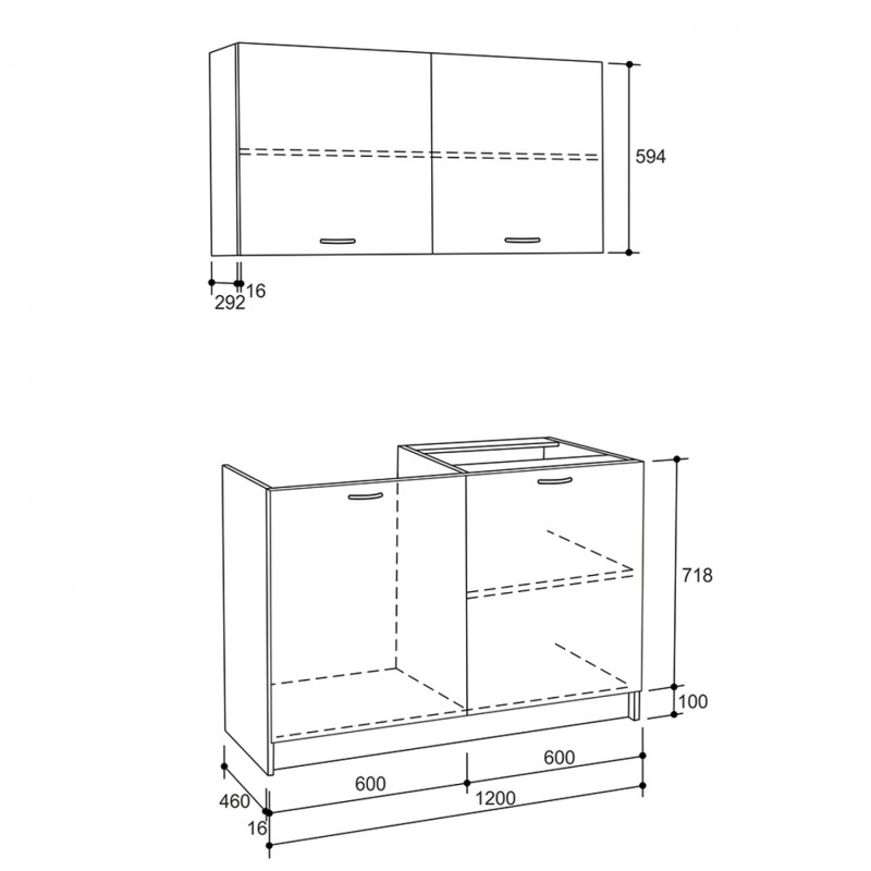 ΣΥΝΘΕΣΗ ΚΟΥΖΙΝΑΣ BLAINE ΜΕΛΑΜΙΝΗ SONAMA-ΛΕΥΚΟ HM2439 120x46-29,2εκ.