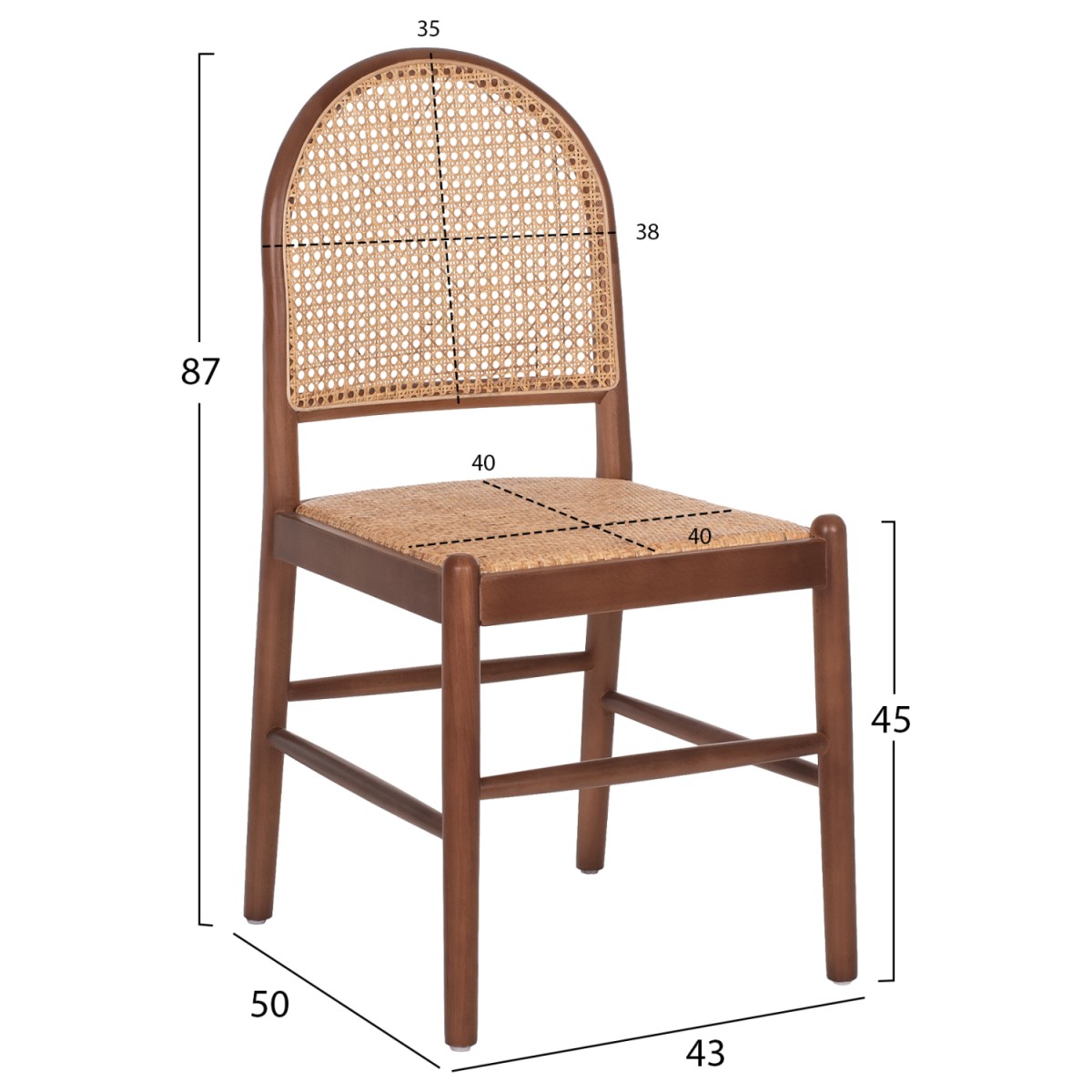 ΚΑΡΕΚΛΑ ΑΠΟ ΟΞΙΑ ΣΕ ΚΑΡΥΔΙ-RATTAN ΜΠΕΖ HM9407.04 43x50x87Υ εκ.