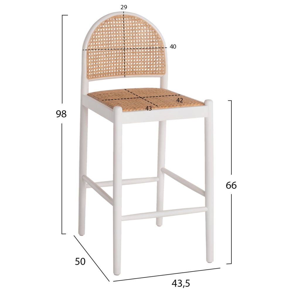 ΣΚΑΜΠΟ ΑΠΟ ΟΞΙΑ-RATTAN ΑΨΙΔΑ ΠΛΑΤΗ ΛΕΥΚΟ HM9408.03 47x46x100 εκ.