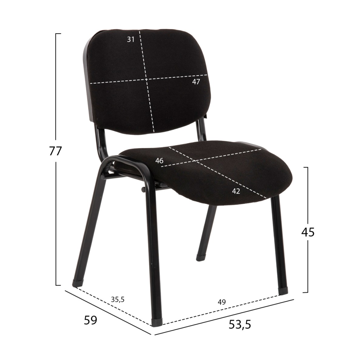 ΚΑΡΕΚΛΑ JANISHA HM1010.11 HOMEMARKT ΜΕ ΥΦΑΣΜΑ ΜΑΥΡΟ 53,5x59x77Υεκ.