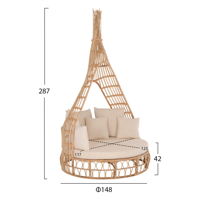 ΚΑΝΑΠΕΣ ΕΞΩΤ.ΧΩΡΟΥ ΣΤΡΟΓΓΥΛΟΣ MARJOM HM9765 ΦΥΣΙΚΟ RATTAN-ΕΚΡΟΥ ΥΦΑΣΜΑ Φ148x287Υεκ.