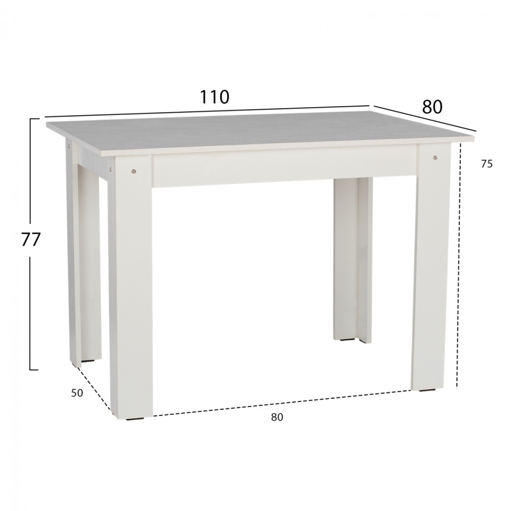 ΤΡΑΠΕΖΙ ΚΟΥΖΙΝΑΣ 110x80x77Υεκ. ΛΕΥΚΟ HM2428.03