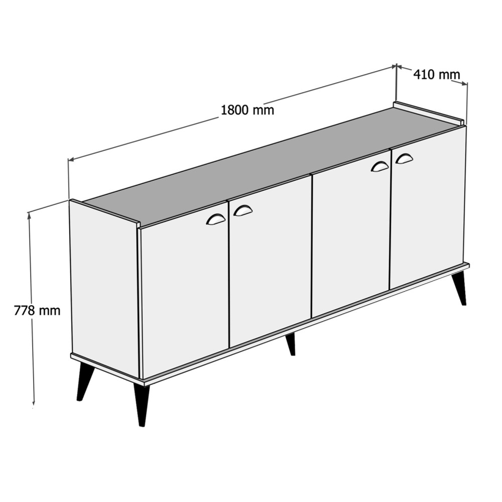 ΜΠΟΥΦΕΣ ΜΕΛΑΜΙΝΗΣ HM9045.01 NATURAL WOOD - ΜΑΥΡΟ ΜΑΡΜΑΡΟ 180x41x77,8Y εκ.