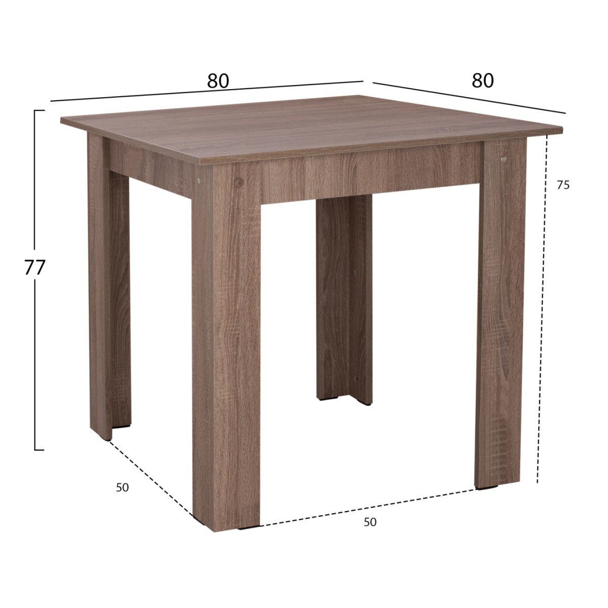 ΤΡΑΠΕΖΙ ΚΟΥΖΙΝΑΣ KELVIN HM2427.05, SONOMA OAK TRUFFLE, 80x80x77εκ.