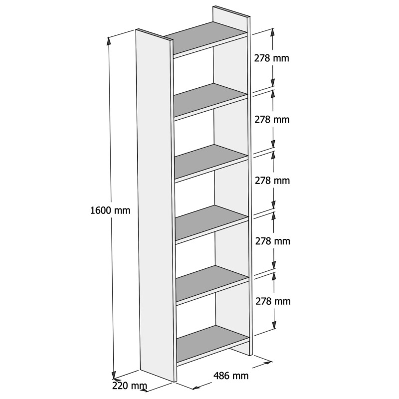 ΒΙΒΛΙΟΘΗΚΗ CLASSIKER HM9226.13 ΜΕΛΑΜΙΝΗΣ ΓΚΡΙ-ΛΕΥΚΟ 48,5x22x160Υεκ.