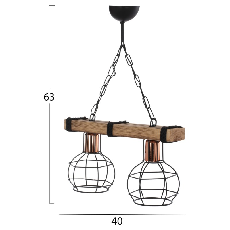 ΦΩΤΙΣΤΙΚΟ ΟΡΟΦΗΣ ΔΙΦΩΤΟ ΜΕ ΞΥΛΟ ΚΑΙ ΜΕΤΑΛΛΙΚΑ ΠΛΕΓΜΑΤΑ 40x16x63Υεκ.HM7681.01