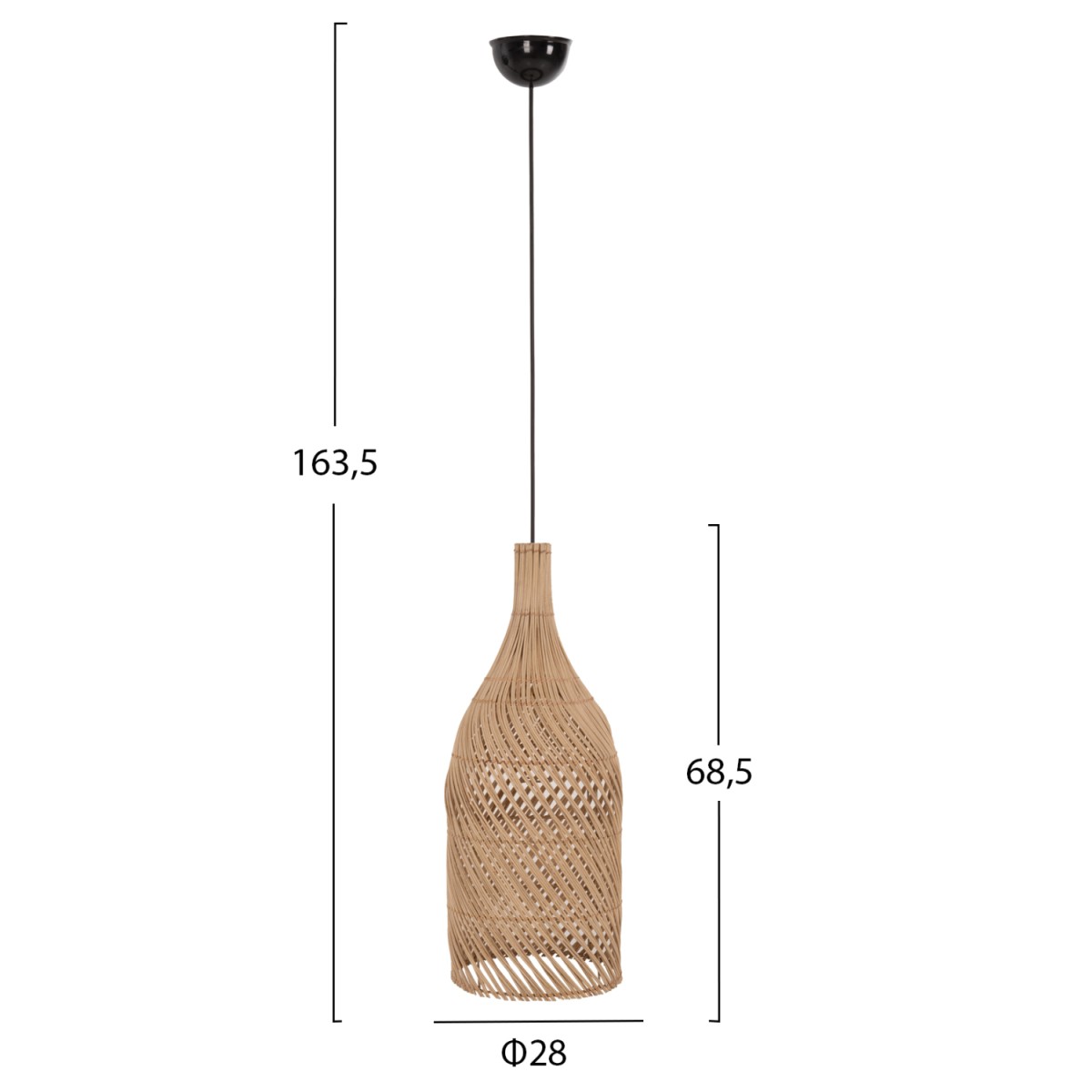 ΦΩΤΙΣΤΙΚΟ ΟΡΟΦΗΣ CARBOY HM7884 ΚΡΕΜΑΣΤΟ ΑΠΟ RATTAN ΣΕ ΦΥΣΙΚΟ ΧΡΩΜΑ Φ28x163,5Yεκ.