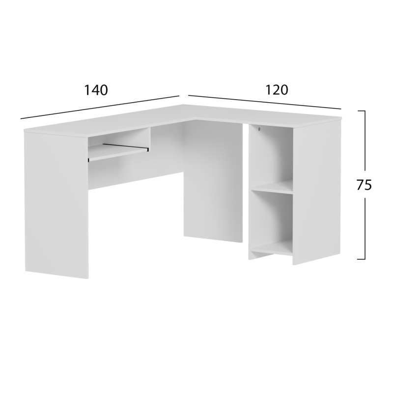 ΓΩΝΙΑΚΟ ΓΡΑΦΕΙΟ SHIG HM2135.03 MDF ΣΕ ΛΕΥΚΟ 140x120x75Υεκ