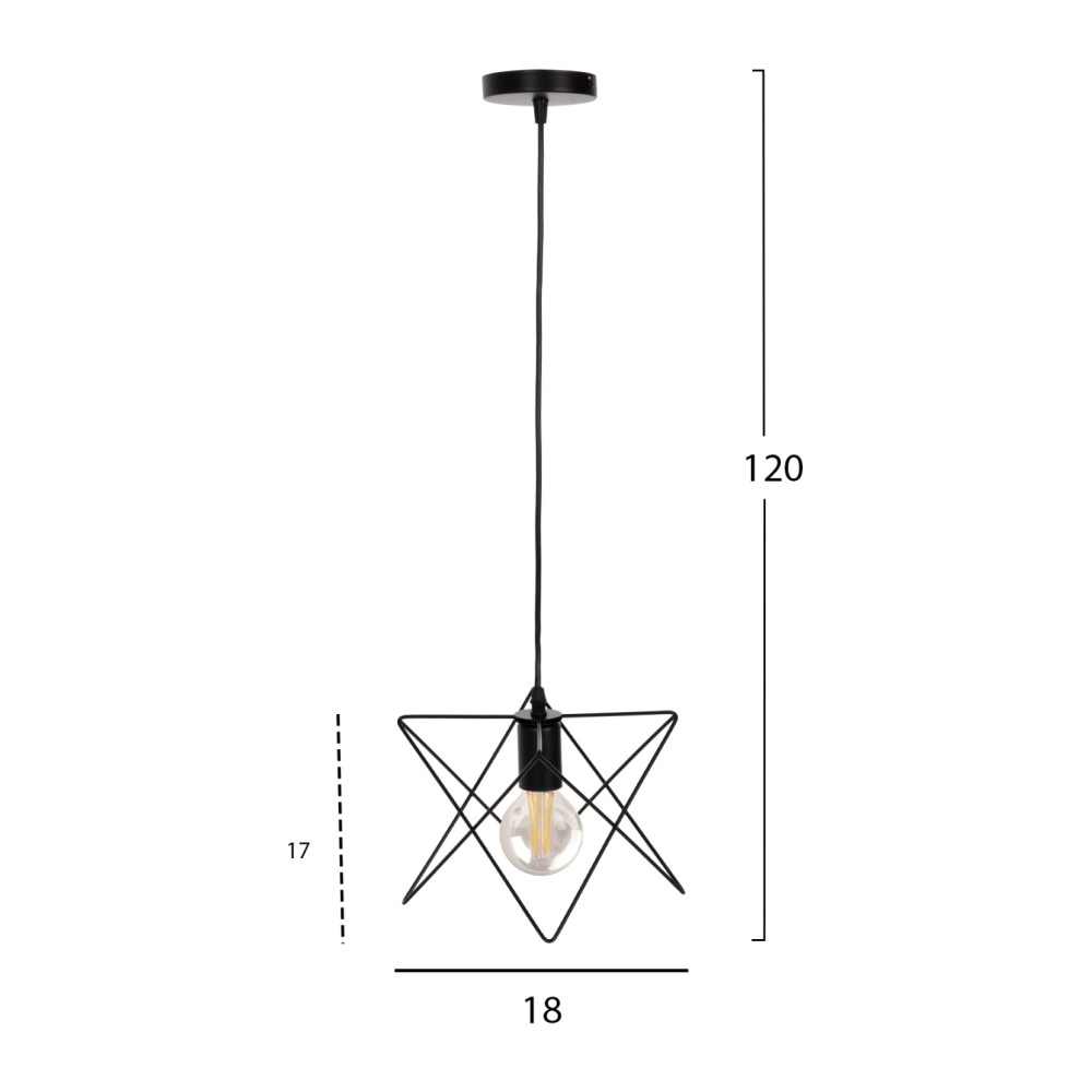 ΦΩΤΙΣΤΙΚΟ ΟΡΟΦΗΣ ΚΡΕΜΑΣΤΟ HM4075 ΜΑΥΡΟ ΜΕΤΑΛΛΙΚΟ ΚΑΠΕΛΟ 18x17x120Υεκ.