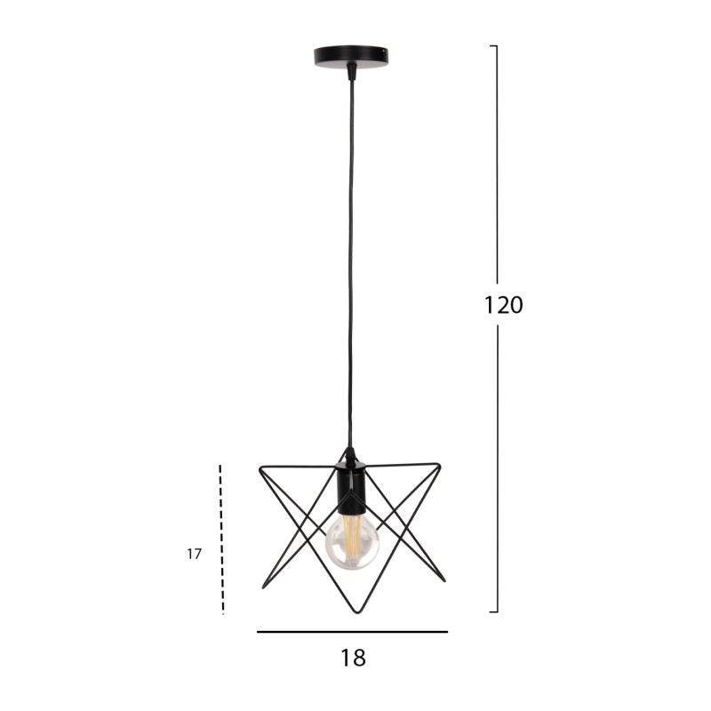 ΦΩΤΙΣΤΙΚΟ ΟΡΟΦΗΣ ΚΡΕΜΑΣΤΟ HM4075 ΜΑΥΡΟ ΜΕΤΑΛΛΙΚΟ ΚΑΠΕΛΟ 18x17x120Υεκ.