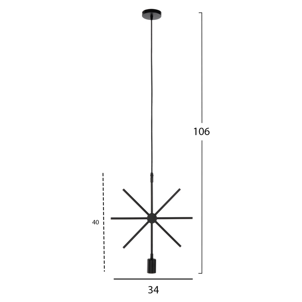 ΦΩΤΙΣΤΙΚΟ ΟΡΟΦΗΣ ΚΡΕΜΑΣΤΟ HM4098 ΜΑΥΡΟ ΜΕΤΑΛΛΟ ΑΣΤΕΡΙ 34x40x106Υεκ.