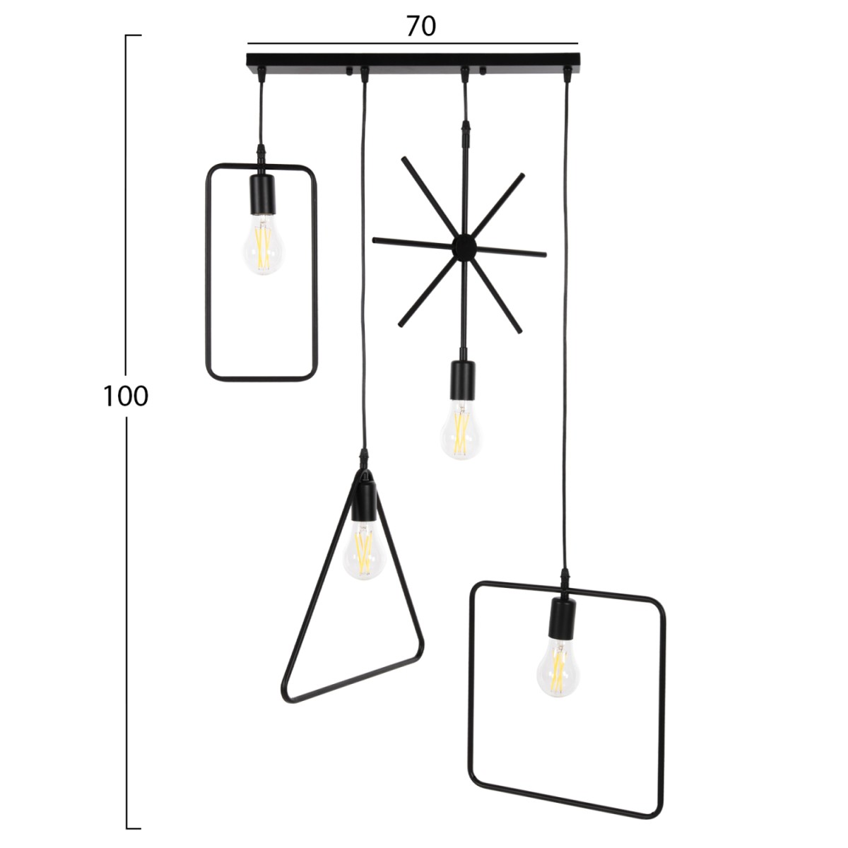 ΦΩΤΙΣΤΙΚΟ ΟΡΟΦΗΣ 4-ΦΩΤΟ HM4099 ΜΑΥΡΑ ΜΕΤΑΛΛΙΚΑ ΣΧΗΜΑΤΑ 70x38x106Υ εκ.