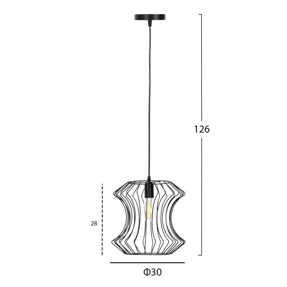 ΦΩΤΙΣΤΙΚΟ ΟΡΟΦΗΣ ΚΡΕΜΑΣΤΟ HM4112 ΜΑΥΡΟ ΜΕΤΑΛΛΟ Φ30x126Υεκ