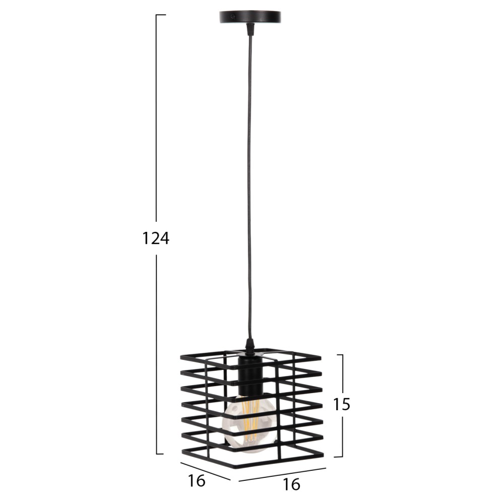 ΦΩΤΙΣΤΙΚΟ ΟΡΟΦΗΣ ΚΡΕΜΑΣΤΟ HM4131 ΜΑΥΡΟ ΜΕΤΑΛΛΙΚΟ ΚΑΠΕΛΟ 16x16x124Υεκ.