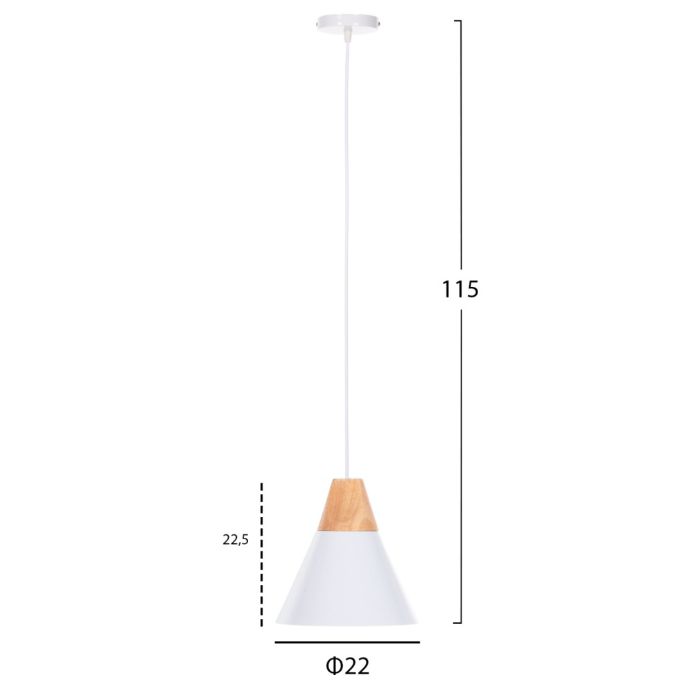 ΦΩΤΙΣΤΙΚΟ ΟΡΟΦΗΣ ΚΡΕΜΑΣΤΟ HM4149 ΛΕΥΚΟ ΜΕΤΑΛΛΙΚΟ ΚΑΠΕΛΟ-ΞΥΛΟ Φ22x115Υ εκ.