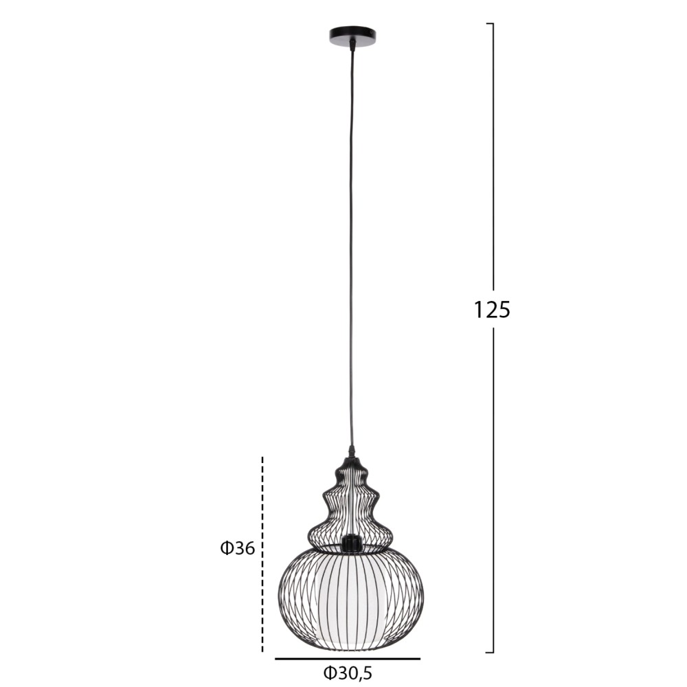 ΦΩΤΙΣΤΙΚΟ ΟΡΟΦΗΣ ΚΡΕΜΑΣΤΟ HM4183 ΜΑΥΡΟ ΜΕΤΑΛΛΟ 30,5x30,5x125Υεκ.