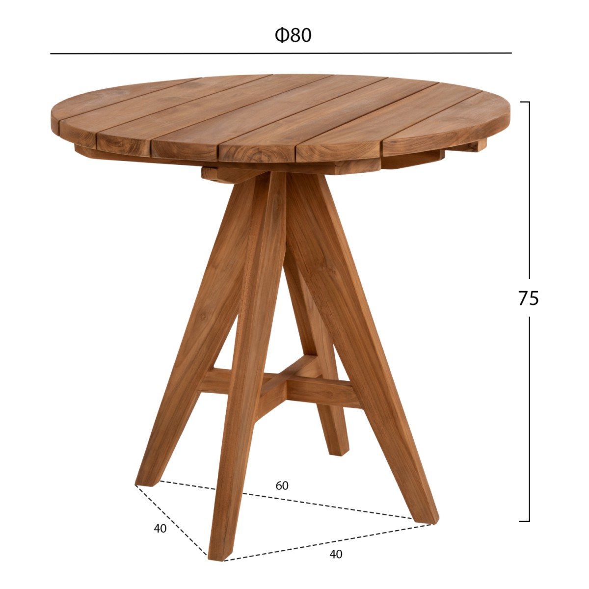 ΤΡΑΠΕΖΙ LEO HM9623.11 ΣΤΡΟΓΓΥΛΟ ΜΑΣΙΦ ΞΥΛΟ ΤΕΑΚ Φ80x75Υεκ.