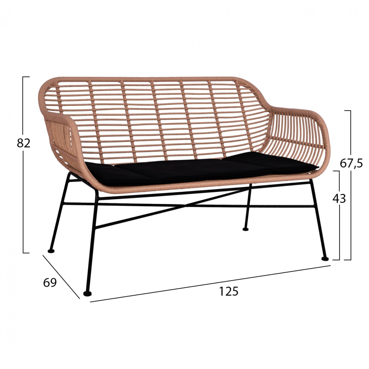 ΣΕΤ ΣΑΛΟΝΙ 4ΤΜΧ ALLEGRA HM5460 ΜΕΤΑΛΛΟ & WICKER ΣΕ ΜΠΕΖ ΧΡΩΜΑ