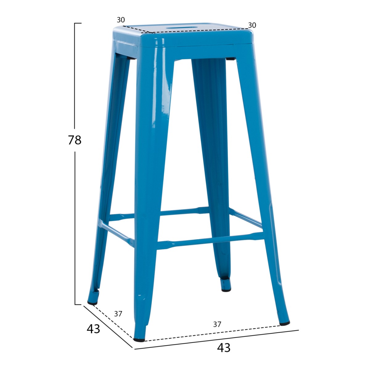 ΣΚΑΜΠΟ BAR ΜΕΤΑΛΛΙΚΟ MELITA ΣΕ ΜΠΛΕ HM8642.08 43x43x78 εκ.