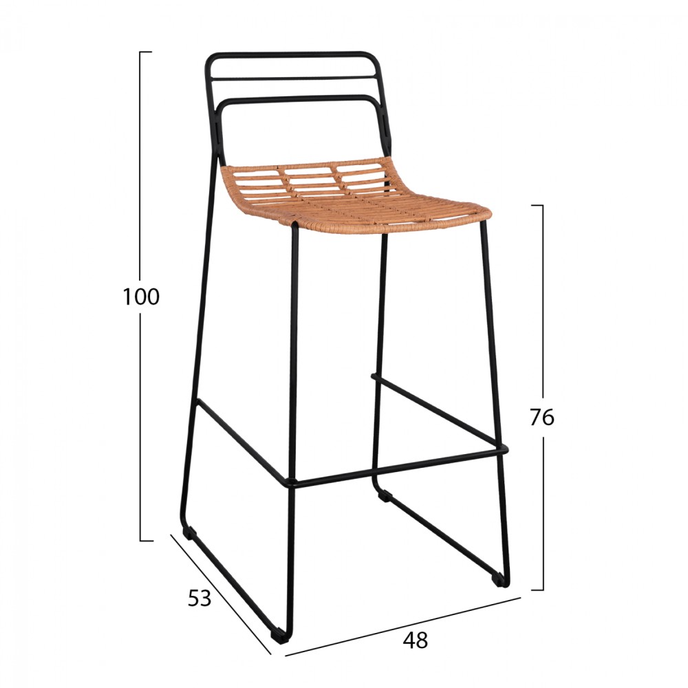 ΣΚΑΜΠΟ ΜΕΤΑΛΛΙΚΟ ALLEGRA HM5642 ΜΕ WICKER ΣΕ ΜΠΕΖ ΑΠΟΧΡΩΣΗ 48x53x100 εκ.