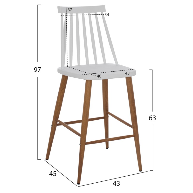 ΣΚΑΜΠΟ ΜΠΑΡ VANESSA HM9300.01 ΛΕΥΚΟ ΜΕΣΑΙΟΥ ΥΨΟΥΣ 43x45x97Υεκ.