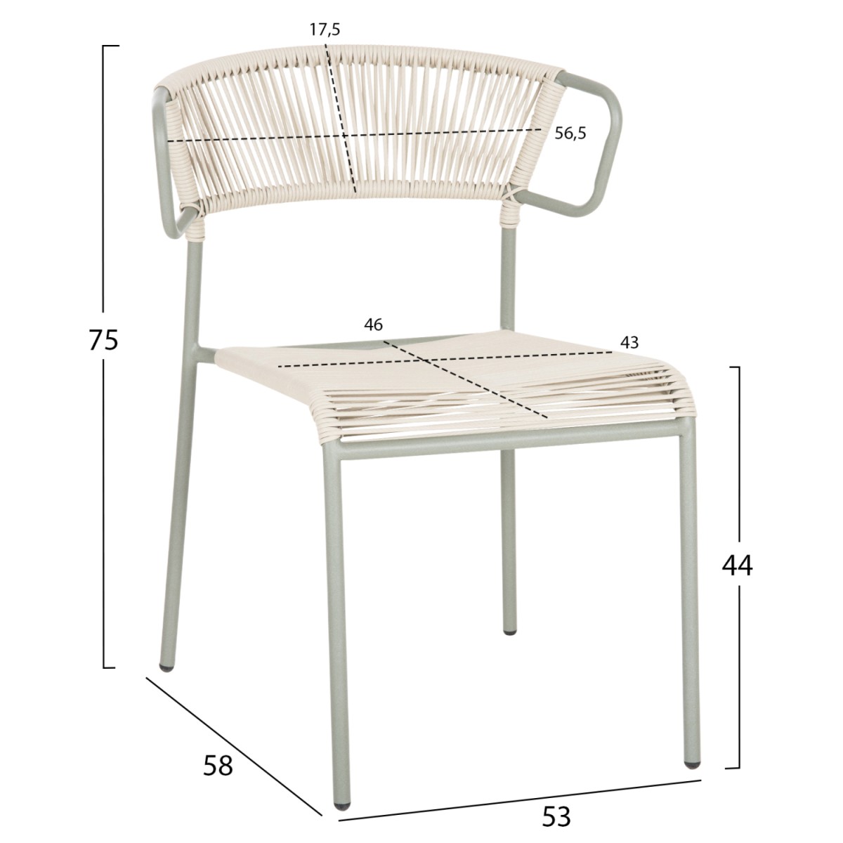 ΚΑΡΕΚΛΑ SUKI HM6053.05 ΜΕΤΑΛΛO KAI ΣΥΝΘΕΤΙΚΟ RATTAN ΣΕ ΑΝΟΙΧΤΟ ΠΡΑΣΙΝΟ 54x62x80Υεκ