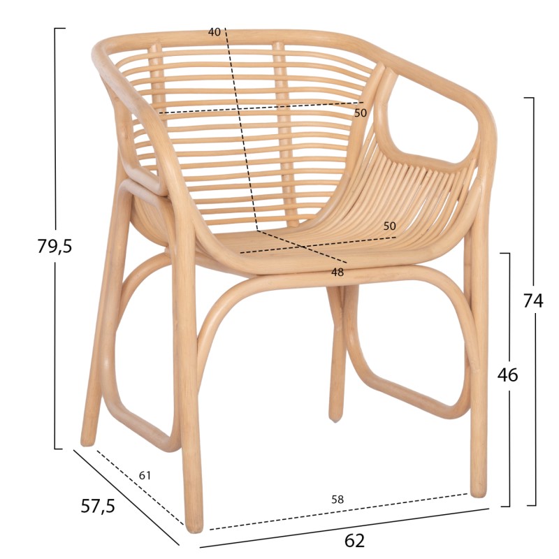 ΠΟΛΥΘΡΟΝΑ MEL ΕΣΩΤ. ΧΩΡΩΝ HM9954.01 ΦΥΣΙΚΟ RATTAN 62x57,5x79,5Υεκ.